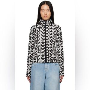 New authentic MARC JACOBS
Black & Beige 'The Monogram Scuba Zip Up' Hoodie​​